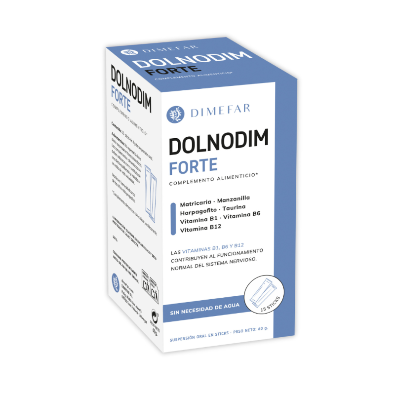 Dolnodim Forte – 15 sticks con Matricaria, Manzanilla, Harpagofito, Taurina y Vitaminas B1, B6 y B12