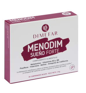 Menodim Sueño Forte - 30 comprimidos a base de Melatonina, Valeriana, Pasiflora, Melisa, Amapola de California Vitamina B3 y B6