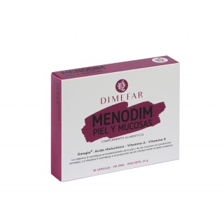 Menodim piel y mucosas - 30 cápsulas a base de Omegia®, Ácido hialurónico, Vitamina A y Vitamina E
