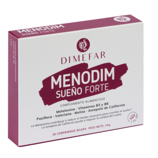 Menodim Sueño - 30 comprimidos a base de Melatonina, Valeriana, Pasiflora, Melisa, Amapola de California Vitamina B3 y B6