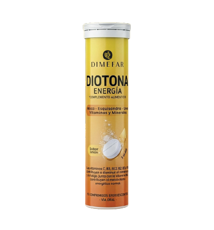 Diotona Energía - 15 comprimidos efervescentes con Maca, Esquisandra, Uva y Vitaminas y Minerales