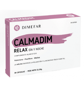 Calmadim Relax Día y Noche - 30 cápsulas a base de Valeriana, Pasiflora y Melisa