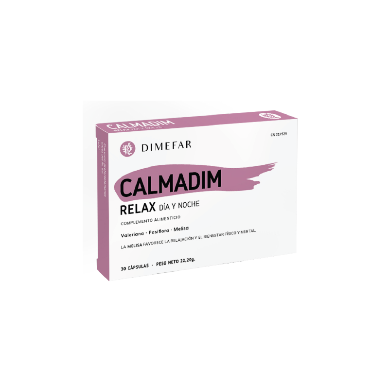 Calmadim Relax Día y Noche - 30 cápsulas a base de Valeriana, Pasiflora y Melisa