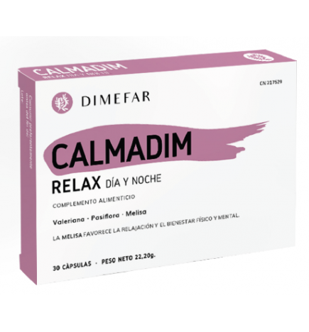 Calmadim Relax Día y Noche - 30 cápsulas a base de Valeriana, Pasiflora y Melisa